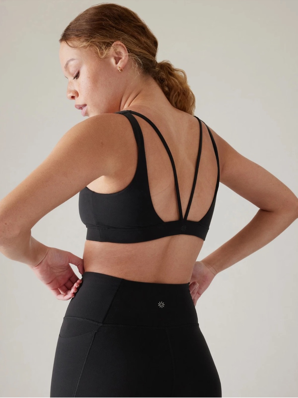 ATHLETA Exhale Black Strappy Back Low Impact Sports Bra